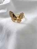 14K Yellow Gold Butterfly CZ Ring