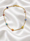 10K Yellow Gold Multicolor Evil Eye Bracelet