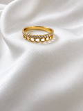14K Yellow Gold Chain Design CZ Band
