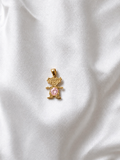 10K Yellow Gold Little Girl Pink Stone Pendant