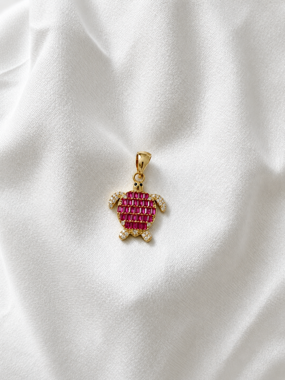 10K Yellow Gold Baguette Turtle Pendant
