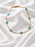 10K Yellow Gold Light Blue Evil Eye Bracelet