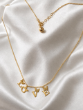 10K Yellow Gold LOVE & Butterfly Charm Necklace