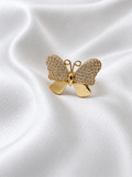 14K Yellow Gold Classic Butterfly CZ Ring