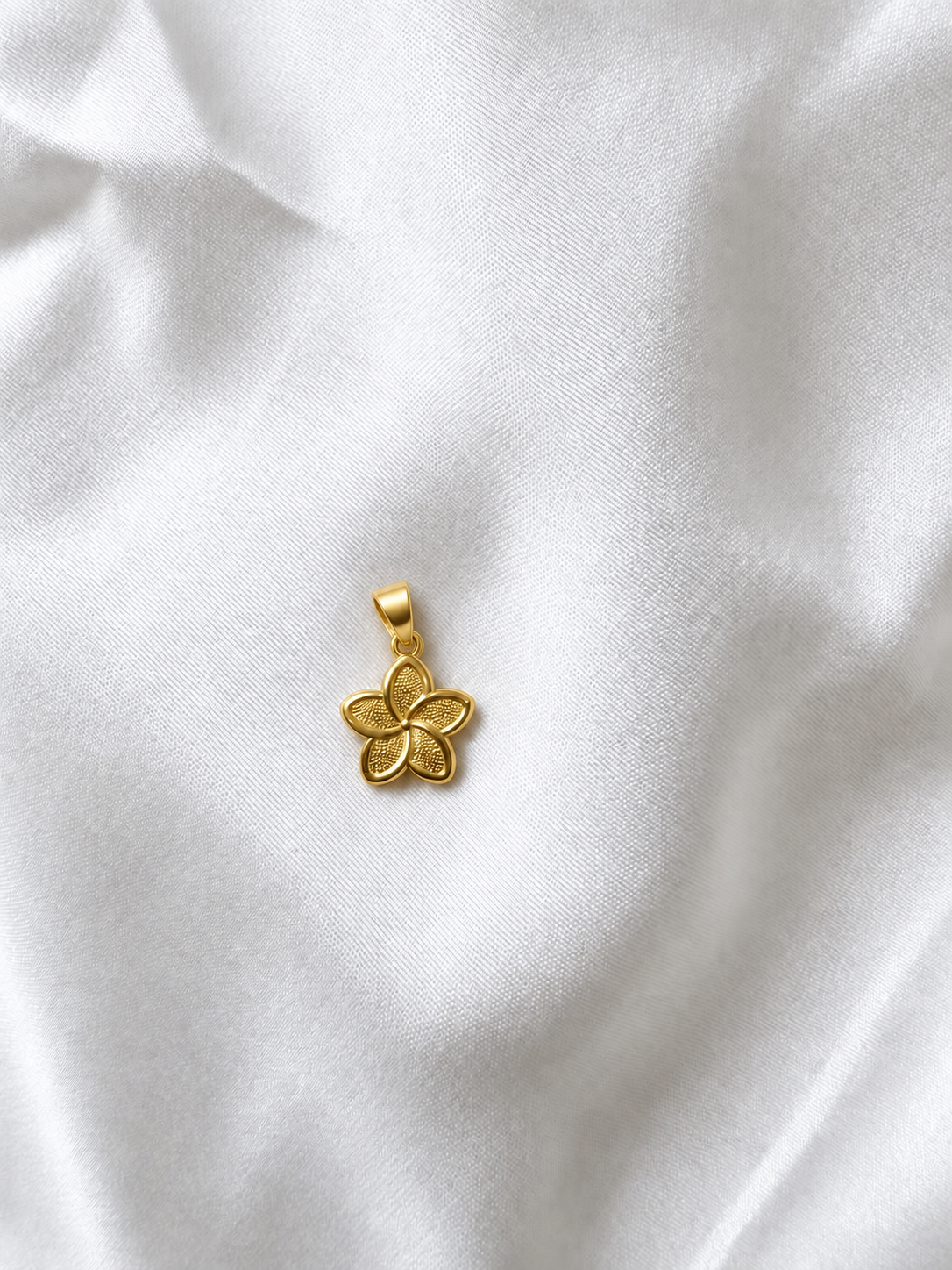 10K Yellow Gold Textured Plumeria Pendant