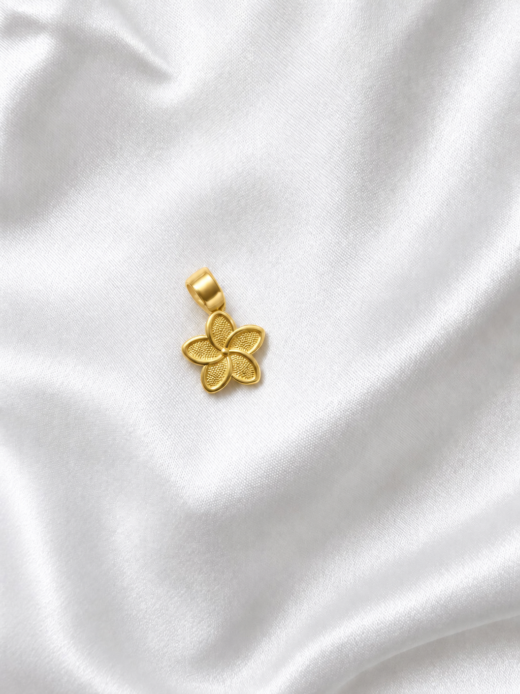 10K Yellow Gold Textured Plumeria Pendant
