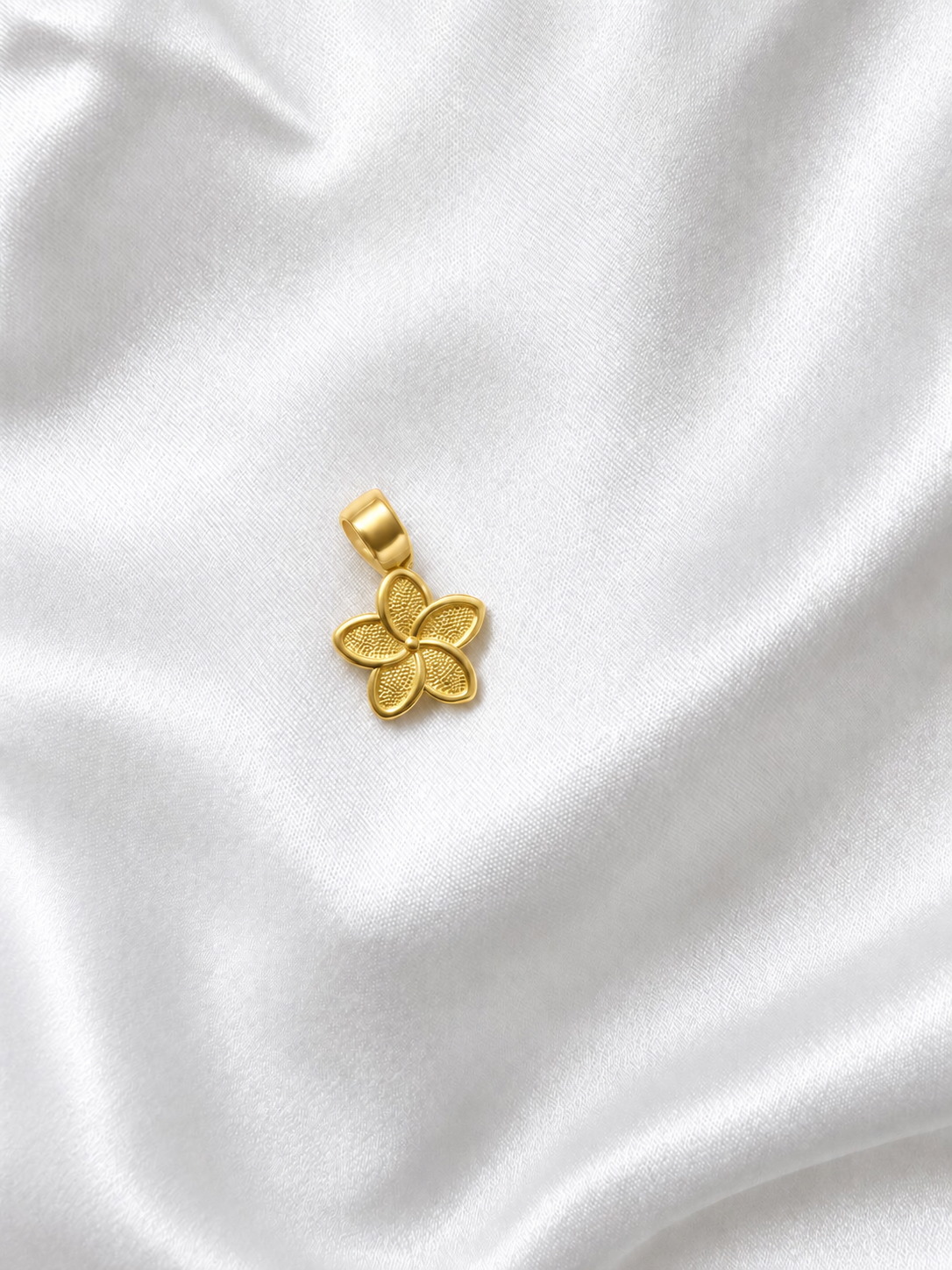 10K Yellow Gold Textured Plumeria Pendant