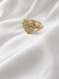 10K Yellow Gold Heart CZ Accent Ring