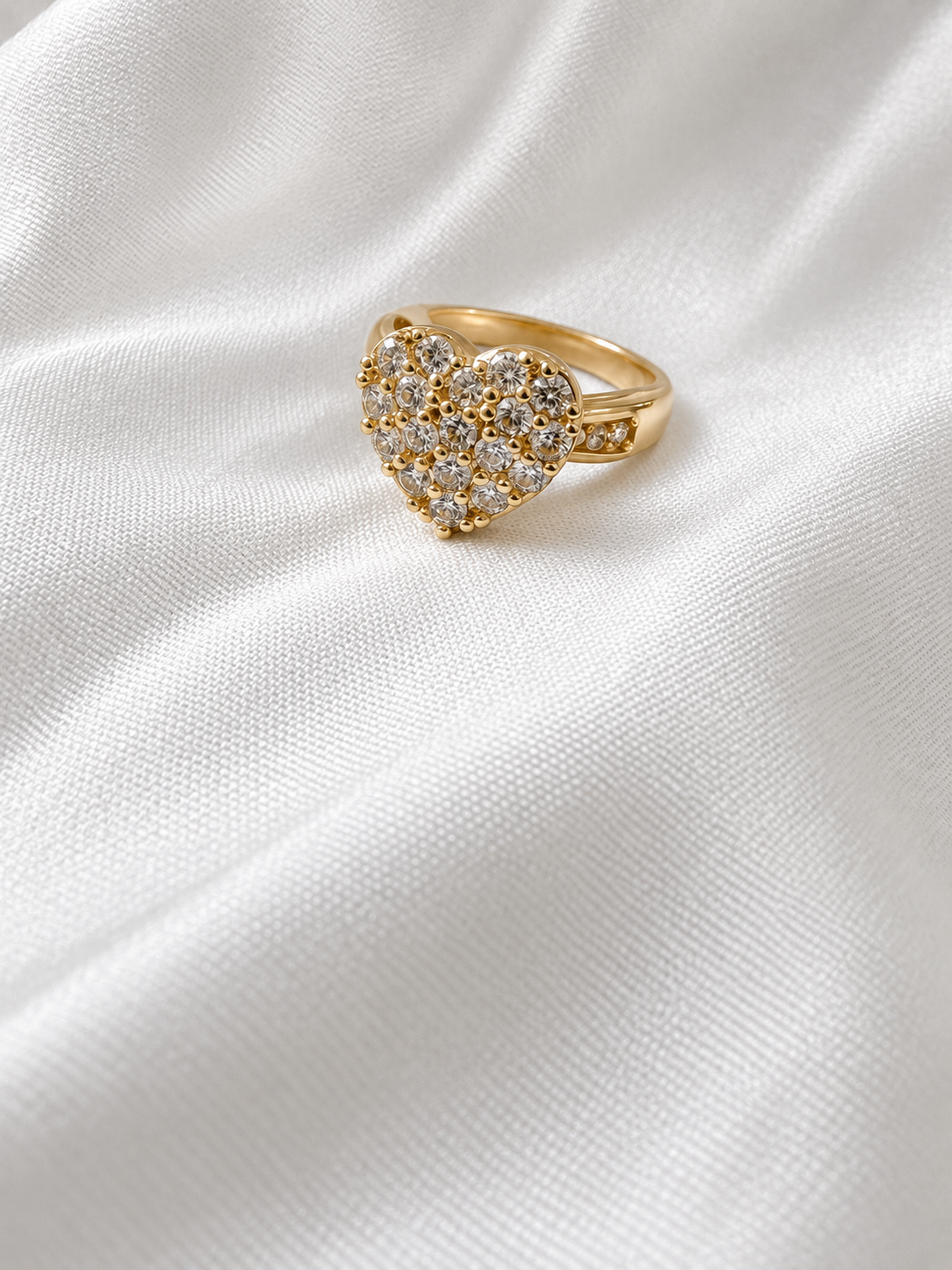 10K Yellow Gold Heart CZ Accent Ring