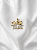 10K Tri-Color Little Boy & Girl Pendant