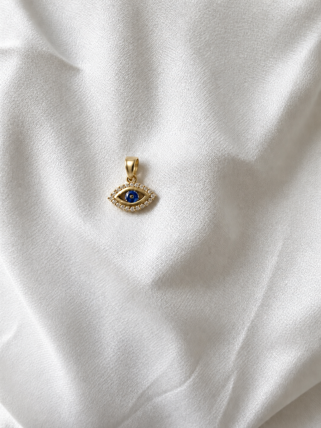 10K Yellow Gold Blue Evil Eye Pendant