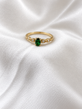 14K Yellow Gold Green Stone Accent Ring