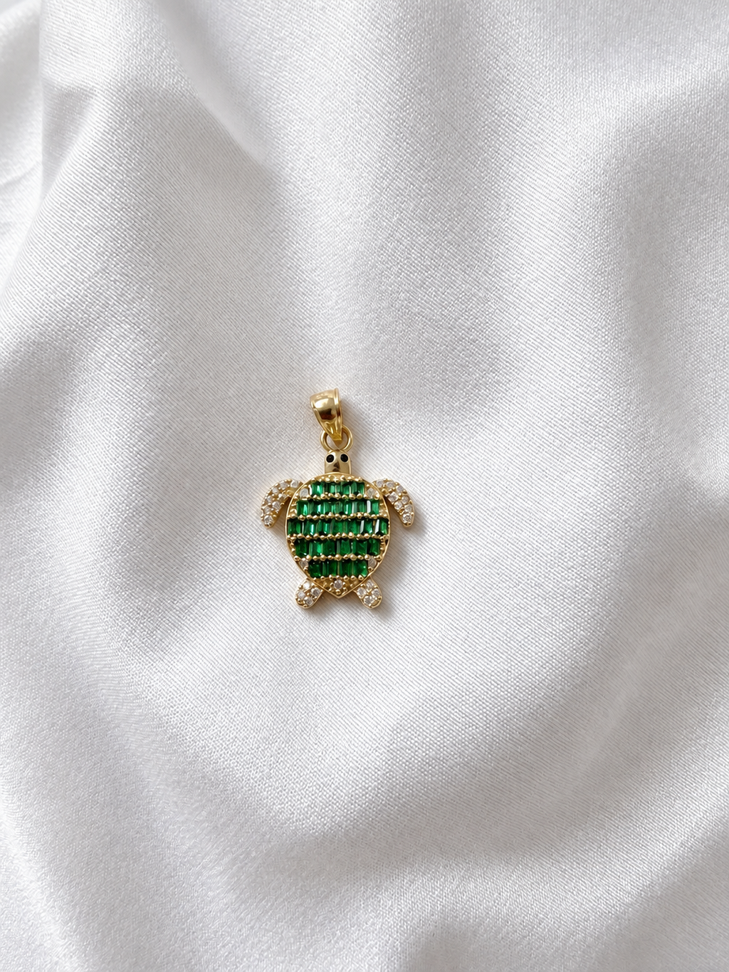 10K Yellow Gold Baguette Turtle Pendant