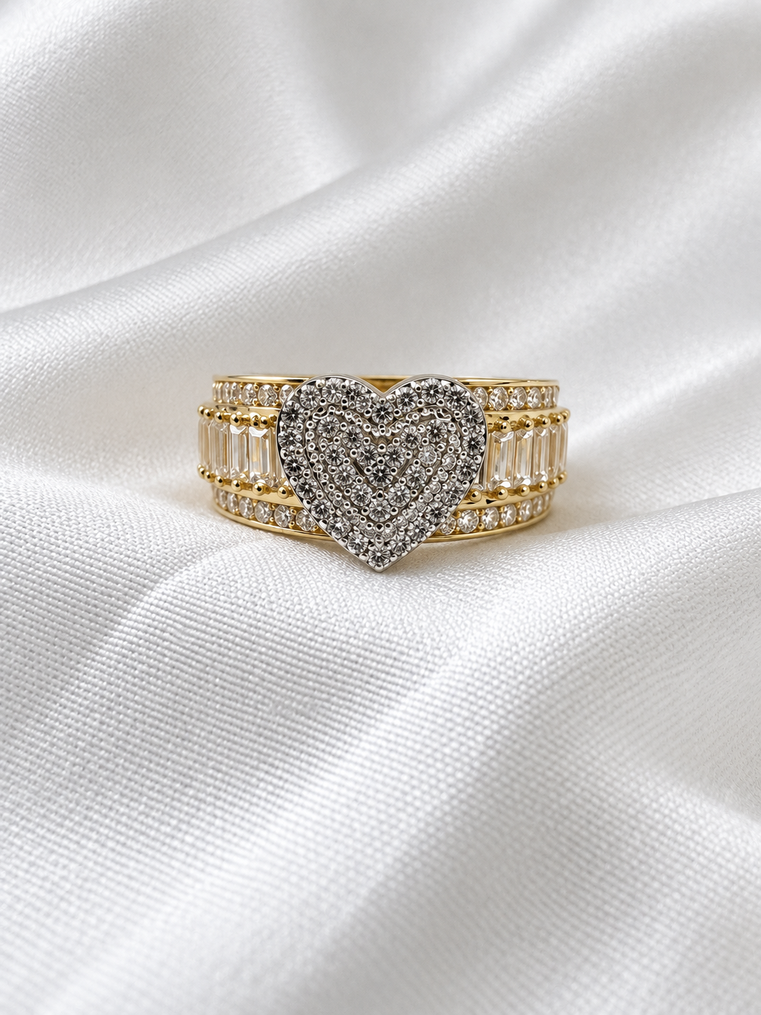 10K Yellow Gold Princess Heart CZ Ring