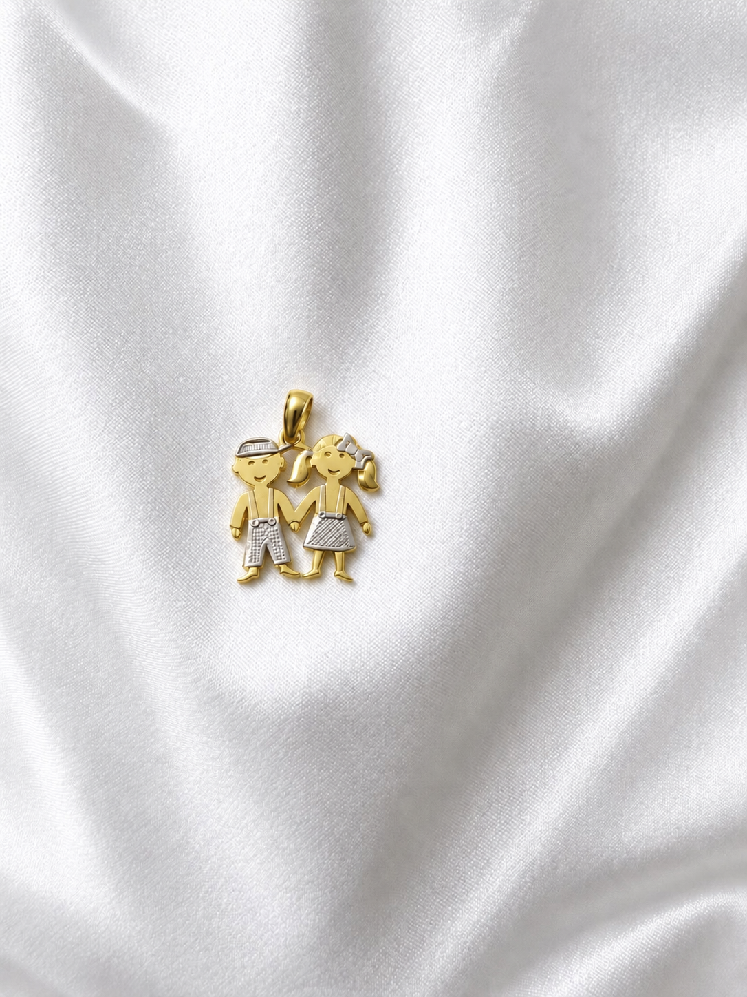10K Two-Tone Older Boy & Girl Pendant