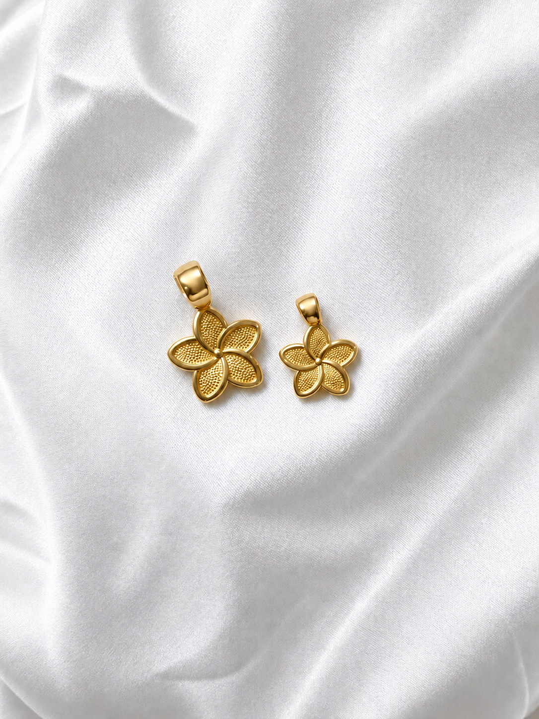 10K Yellow Gold Textured Plumeria Pendant