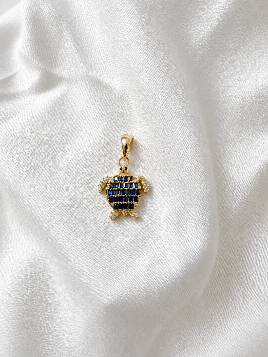 10K Yellow Gold Baguette Turtle Pendant