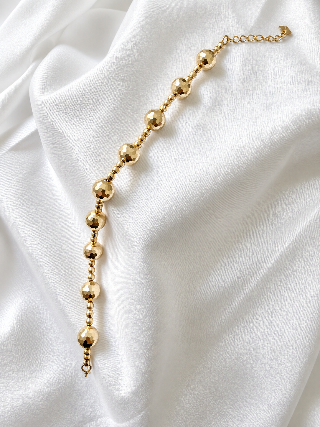 10K Yellow Gold Diamond-Cut Bead Adjustable Bracelet