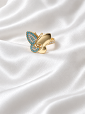 10K Yellow Gold Blue & White CZ Butterfly Ring