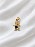 10K Yellow Gold Little Boy Blue Stone Pendant